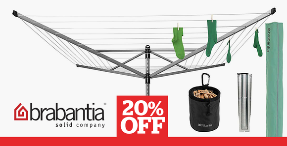 Brabantia 50 Metre 4 Arm Liftomatic Rotary Washing Line with Accessories